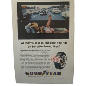 Vintage 1961 Goodyear Todays Speeds Ad Advertisment